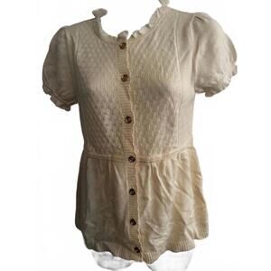 Juicy Couture Cream Knit Button Front Top Sz S